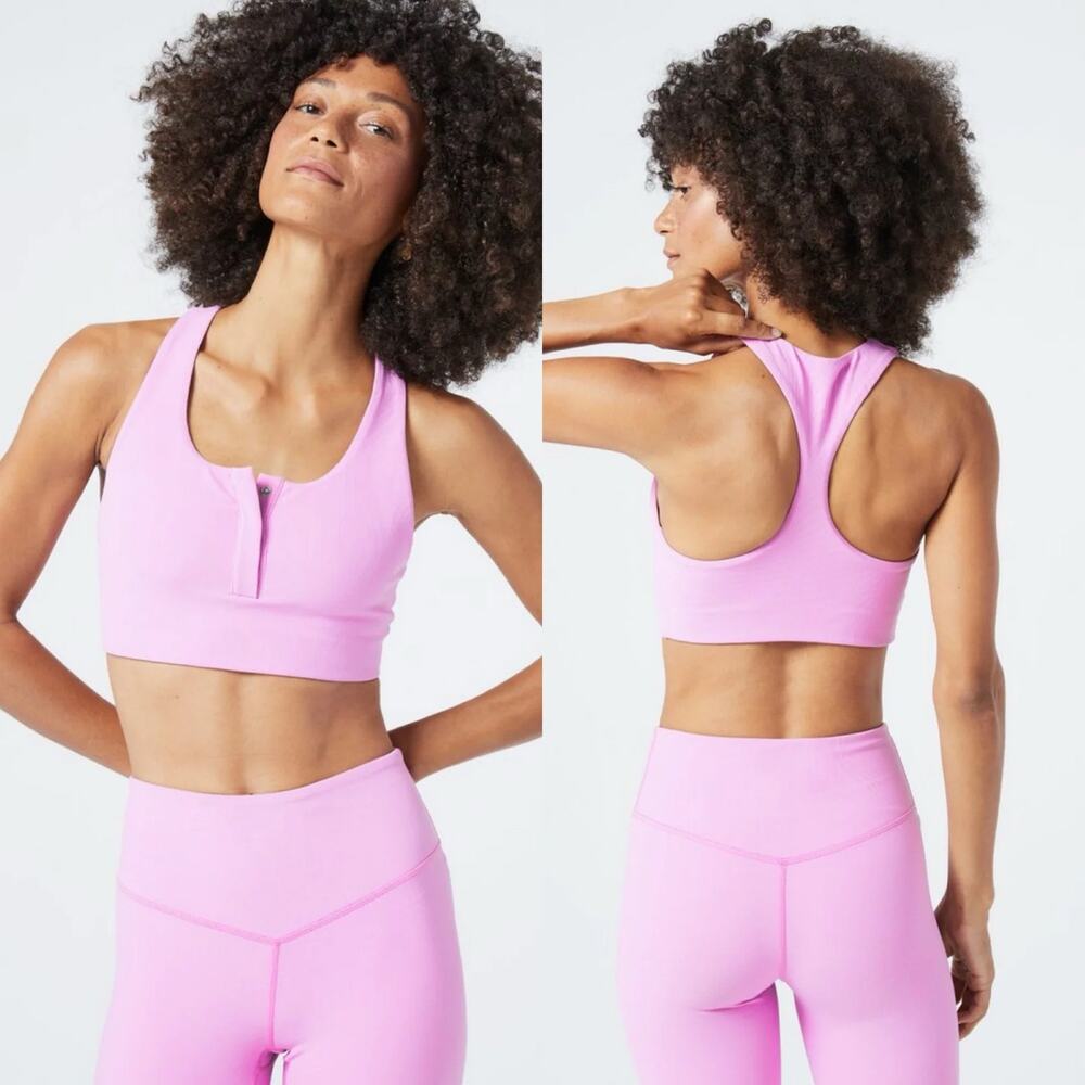 L*Space Ribbed Underdog Tank Sports Bra Racer Back Peony Women's Size Small NWT
